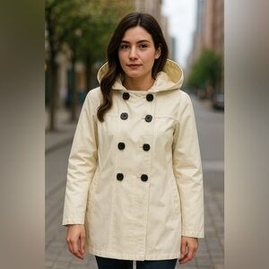 Soia & Kio Cream White Coat Jacket Raincoat M L XL NWOT Quiet Luxury Preppy READ